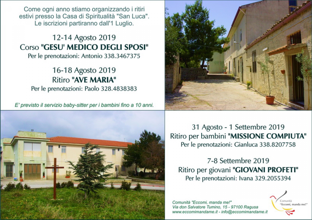 Corsi e ritiri - Estate 2019